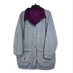 Woman Within Women's Reversible Jacket Plus Size 18/20 Fleece & Nylon Nearly New